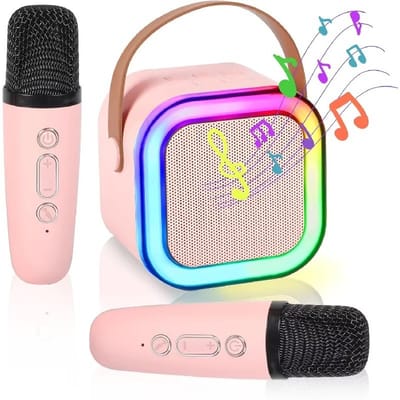 Karaokê Bluetooth com 2 Microfones Sem Fio