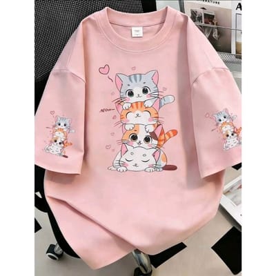 Camiseta Unissex Algodão Estampada Gato Fofo