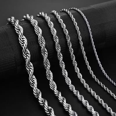 Corrente Trançada Baiana em Aço Inoxidável Masculina/Feminina Dourada e Prateada