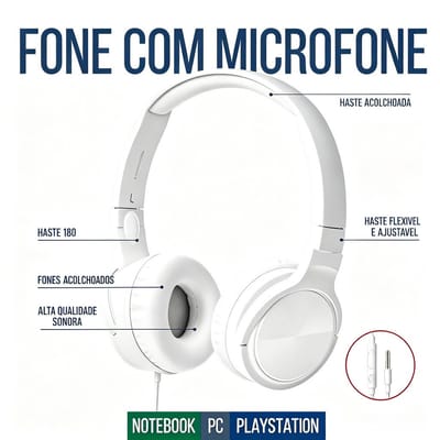 Headset Gamer com Microfone Leve e Confortável Som de Alta Qualidade para PC e Jogos Conexão Plug&Play Silêncio e Imersã