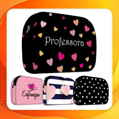 Necessaire de Mão em Neoprene Bolsa Feminina Organizadora Presente Mulheres Professora Mãe - ISOPRENE - Várias Estampas