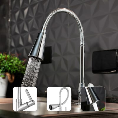 Torneira Gourmet Cozinha Bancada Pia Flexível 2 Jatos Abs