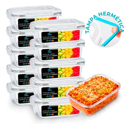 Conjunto de Potes de Vidro Hermético 370/640/1040ml