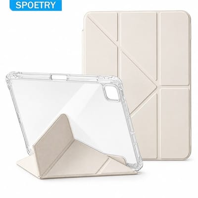 Capa HD acrílica dobrável com slot para caneta, iPad
