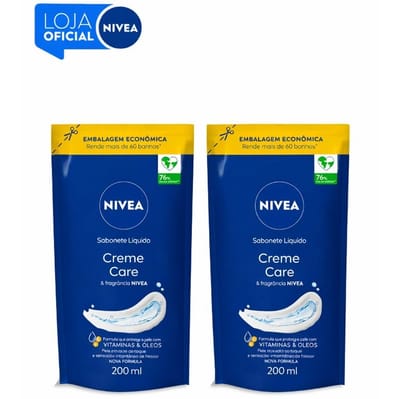 Kit Nivea Sabonete Líquido Refil Creme Care 200ml - 2 unidades
