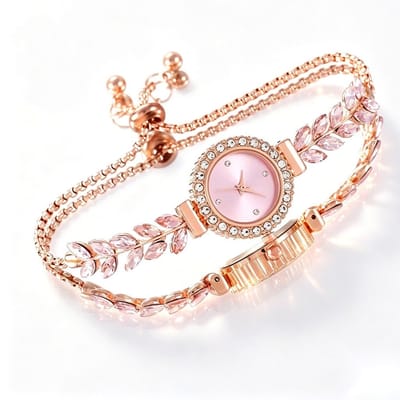 Relógio Feminino Rose Gold com Strass