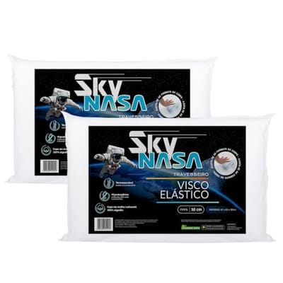 Kit 2 Travesseiros Viscoelasticos Nasa Sky Altura 10cm