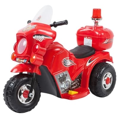 Mini Moto Elétrica 6v Polícia Com Luz Som E Baú Vermelha