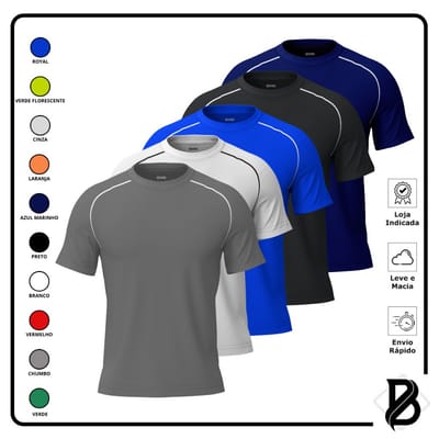 Kit 5 Camisetas Dry Fit Masculina Treino Academia
