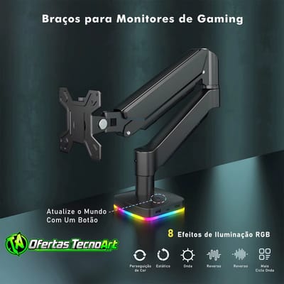 Suporte Articulado para Monitor com RGB e Portas USB