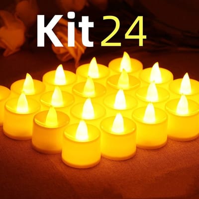 24 Peças Vela Led Eletrônica Decorativa Amarela