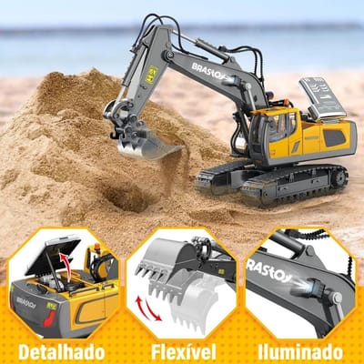 Brinquedo Escavadeira Recarregável com Controle Remoto