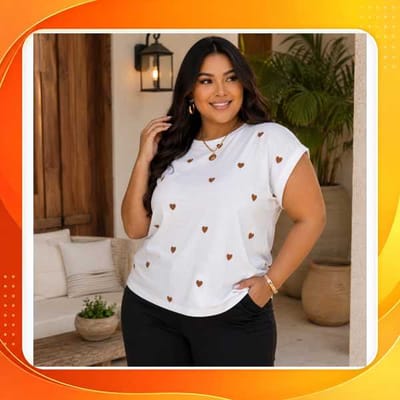 Blusa Feminina Manga Japonesa Coração Plus Size