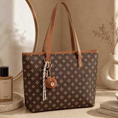 Bolsa Feminina Casual de Ombro com Estampa Geométrica