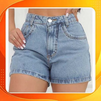 Short Jeans Feminino Marmorizado Cintura Alta