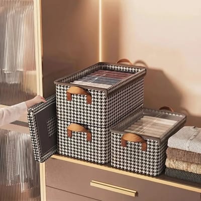 Kit 4 Caixas Organizadoras Dobráveis para Guarda-Roupa