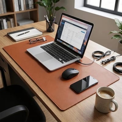 Mouse Pad Gigante Couro Borda Costurada Antiderrapante