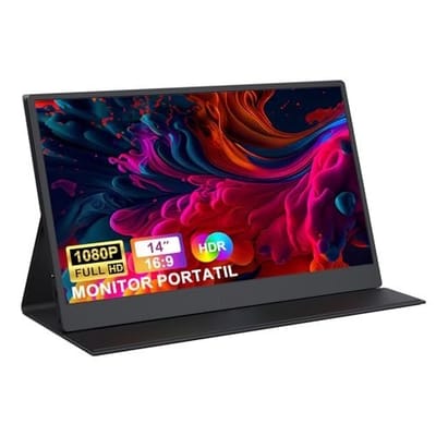 Monitor Portátil 14 FHD 1080P IPS USB-C e HDMI