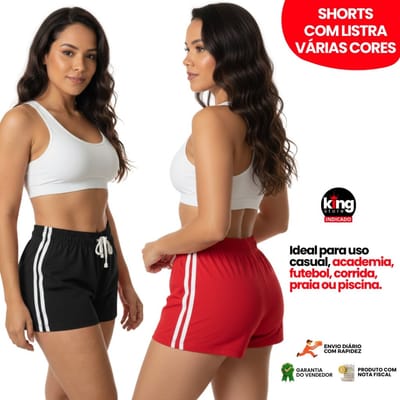 Shorts Feminino com Listra Secagem Rápida