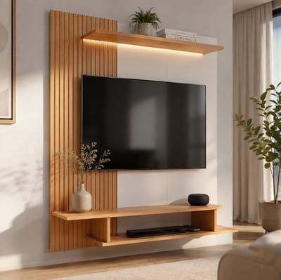 Painel Ripado para TV até 43 Polegadas com Nicho Decorativo