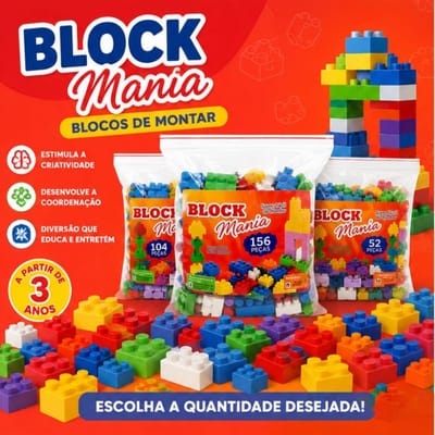 Blocos de Montar Infantil 52 a 156 Peças Educativo