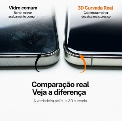 Película Vidro 3D HD Antiestática iPhone 18 17 16 15 14 13 12 11 XR Max. Sem Bolhas, Ultra Transparente, Proteção Tela