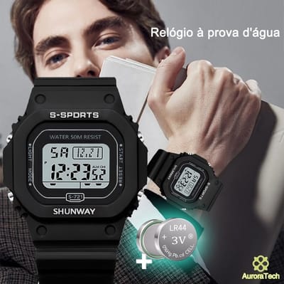 Relógio Digital Masculino à Prova D'água LED Esportivo