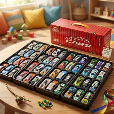 Kit 48 Carrinhos de Metal com Maleta e Pista