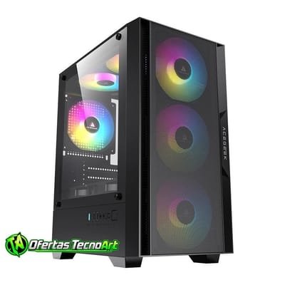 Gabinete Gamer Acegeek Stratus Mesh Mid-Tower Vidro Preto