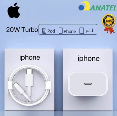 Carregador 20W iPhone 11 a 16 + Cabo Lightning