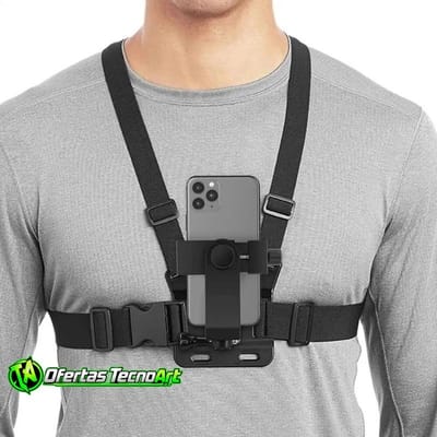 Suporte de Peito Ajustável para Celular e GoPro em Moto e Bike