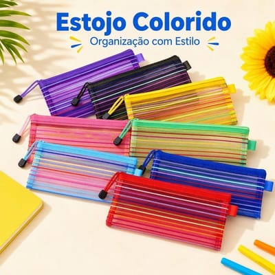 Estojo Multiuso Necessaire Nylon Colorido 20/30/40 Un