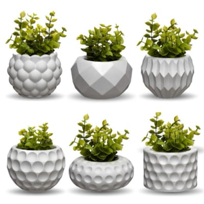 Kit 6 Vasos Decorativos com Plantas Artificiais