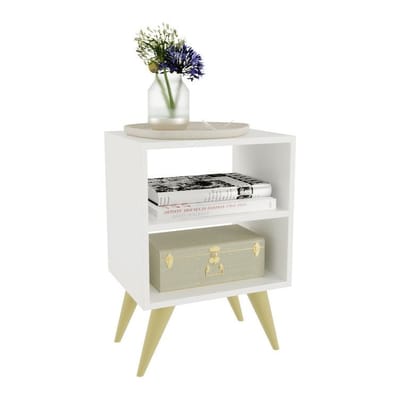 Mesa de Cabeceira Retrô Compacta com Nicho Palma