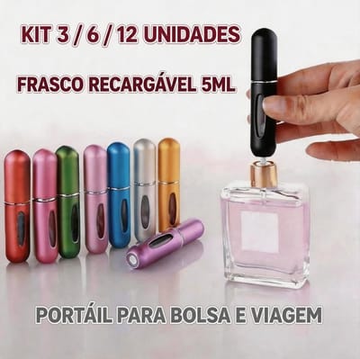 Kit Frasco Perfume Viagem 5ml Recarregável