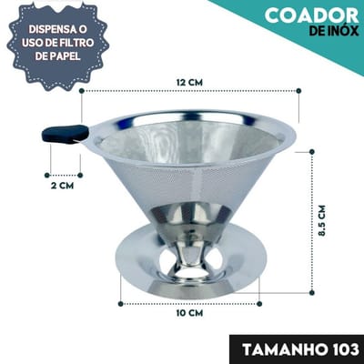Coador de Café Inox Reutilizável Sem Filtro de Papel