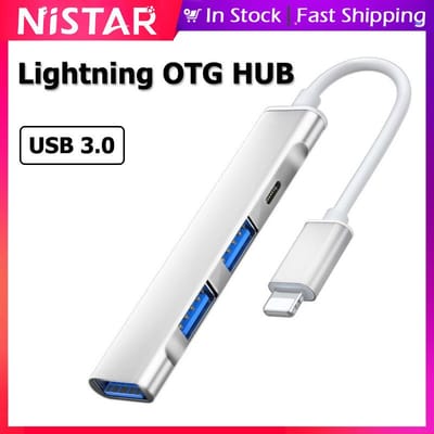 Adaptador OTG 4 em 1 HUB Type C e Lightning
