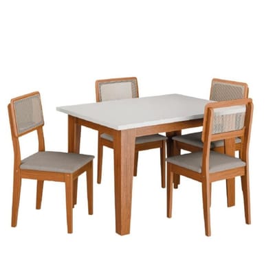 Conjunto Sala de Jantar Mesa Miami 4 Cadeiras Santiago