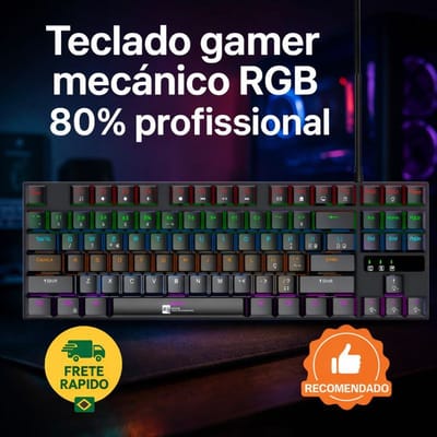 Teclado Gamer Mecânico 80% RGB ABNT2 (Ç) Profissional