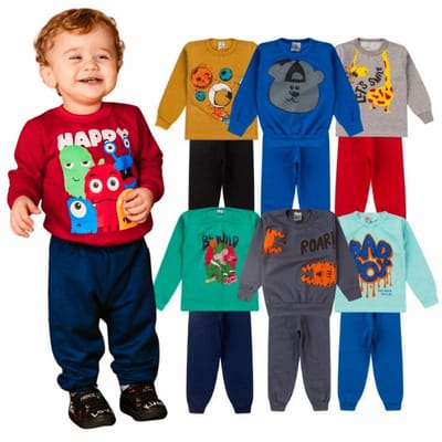 Kit 6 Moletom Infantil Menino Manga Longa