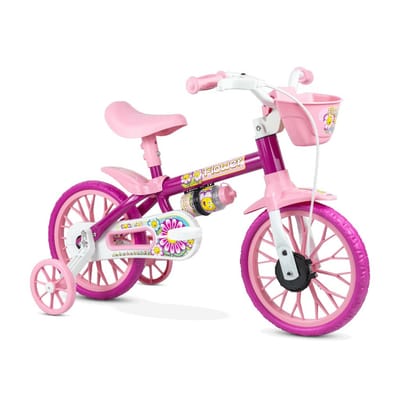 Bicicleta Infantil Aro 12 Nathor Rosa 2 a 5 Anos