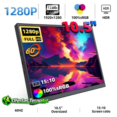 Monitor Portátil ZSUS PM10A 10.5" 1280P 100% sRGB 60Hz