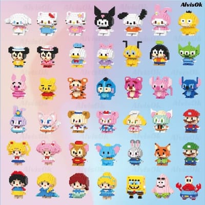 Brinquedo Blocos de Montar Infantil Educativo Animais