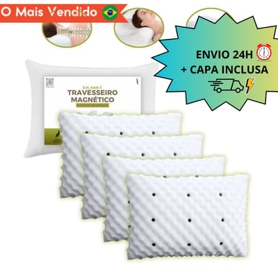 Kit Travesseiro Magnético Anti Ronco Ortopédico Massageador