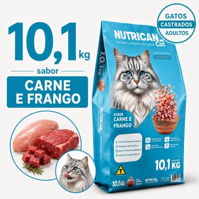 Ração Para Gato Castrado Adulto 10,1kg Sabor Carne e Frango