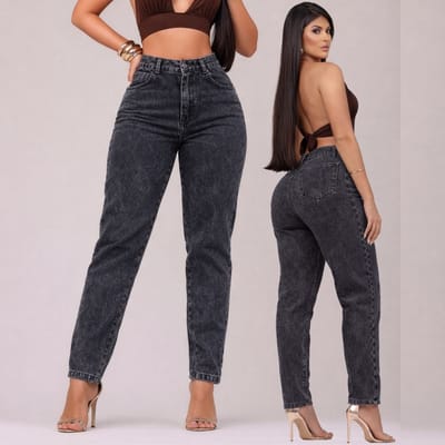 Calça MOM Jeans Destroyed 100% Algodão Cintura Alta