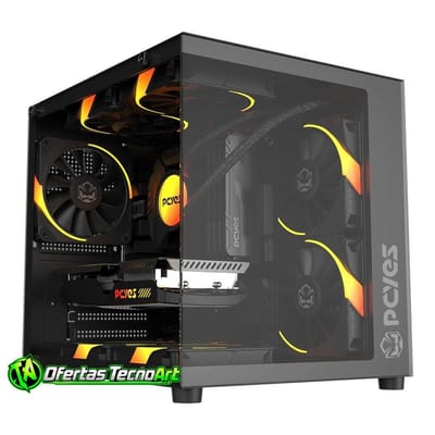 Gabinete Gamer Aquário Pcyes Forcefield Mini Black Vulcan