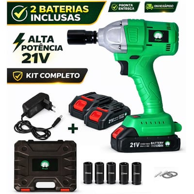 Chave de Impacto Sem Fio 350Nm Kit Completo Hagra