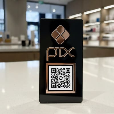 Placa Pix Acrílico Espelhado Preta QR Code