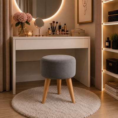 Puff Redondo Decorativo 36cm Estofado
